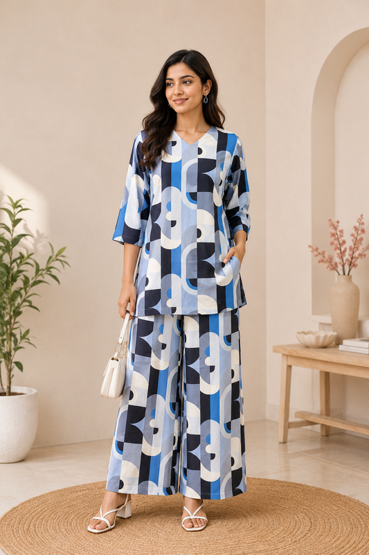 ART DECO CURVE RAYON CO-ORD SET