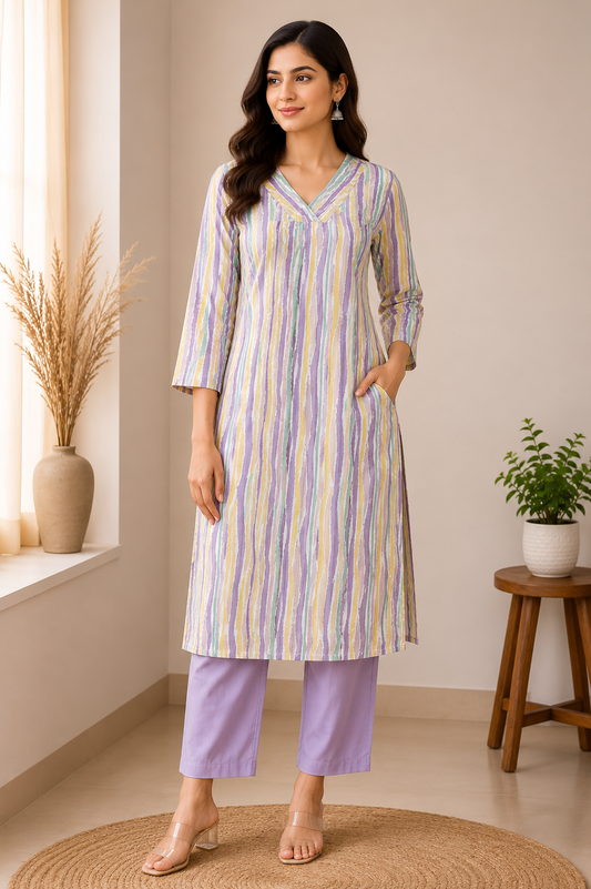 RAINBOW PASTEL DREAM COTTON KURTI (only kurti)