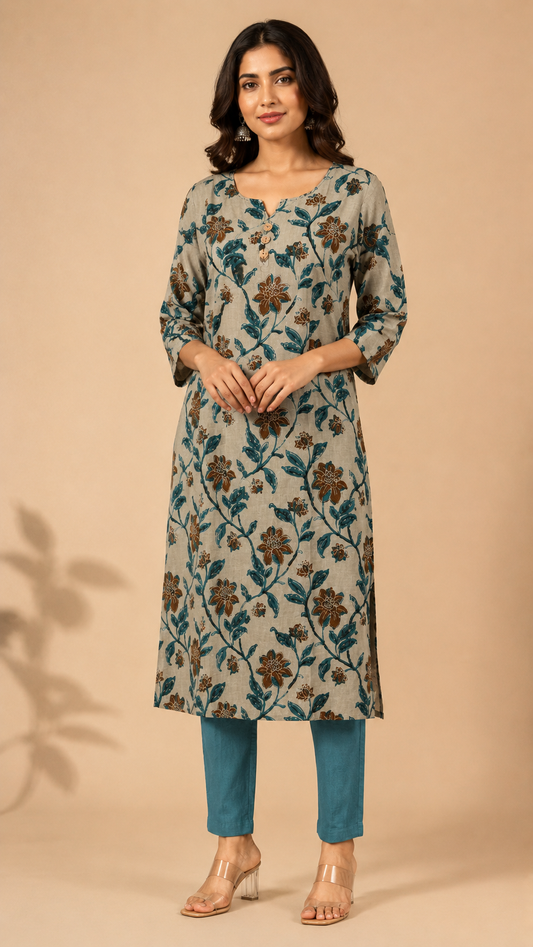 BOTANICAL NATURE COTTON KURTI (only kurti)