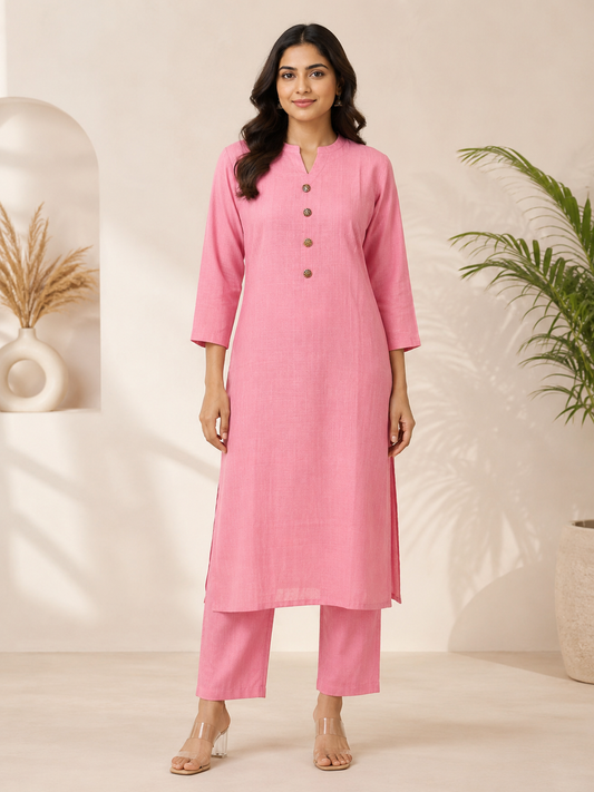 FLAMINGO PINK TEXTURED CO-ORD SET