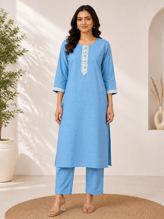 SERENITY BLUE JAQUARD CO-ORD SET