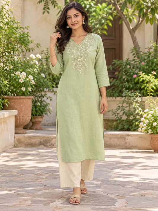 SAGE GREEN EMBROIDERY CO-ORD SET