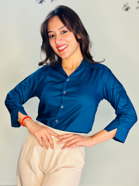 SAPPHIRE BLUE SILK RAYON SHIRT (only shirt)