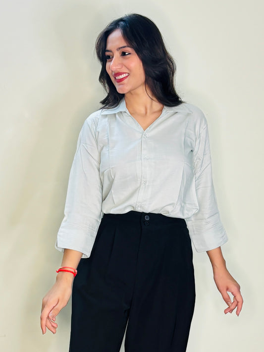 MILKY WHITE SILK RAYON SHIRT (only shirt)