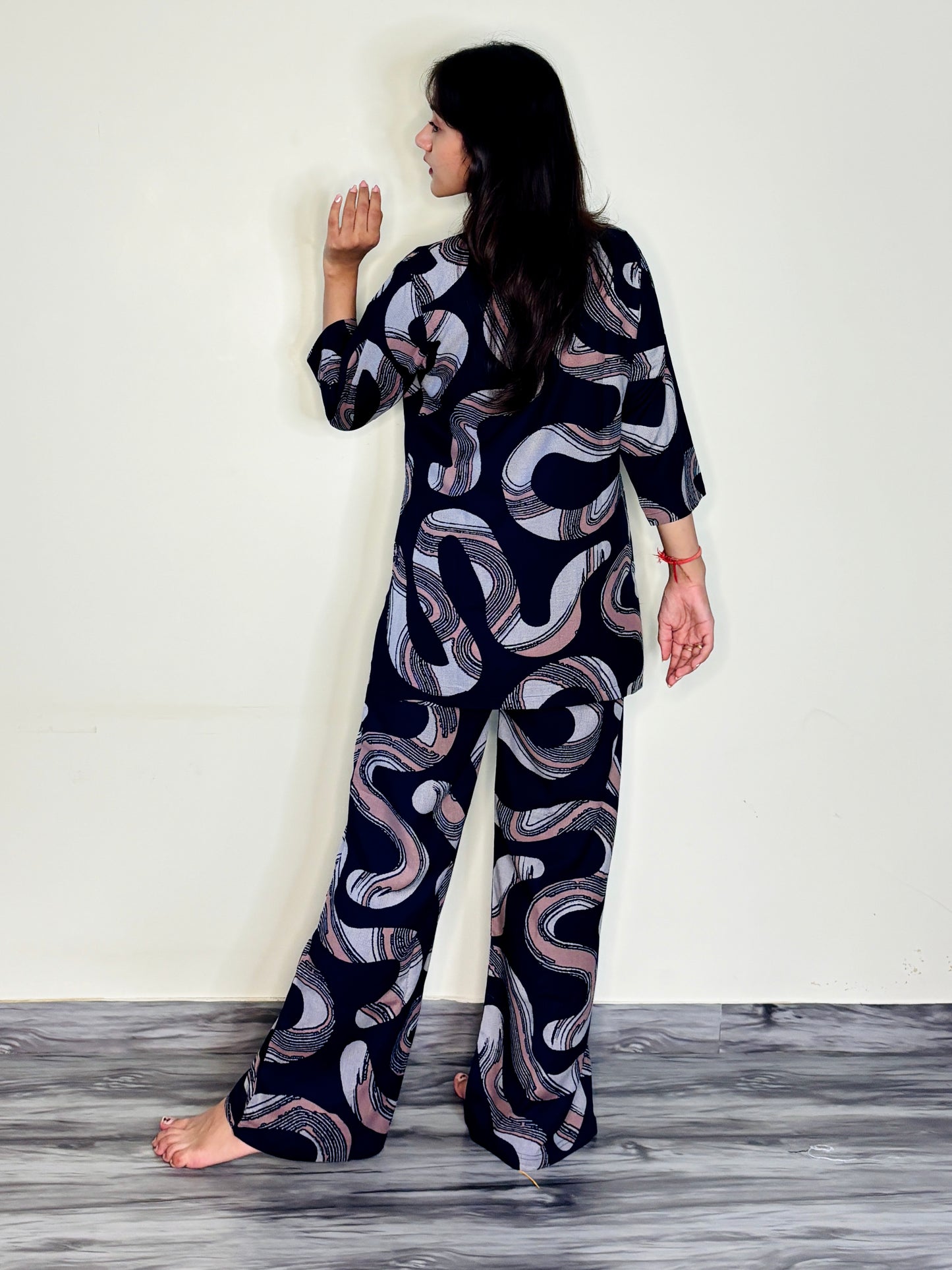 DEEP NAVY PLUM RAYON CO-ORD SET