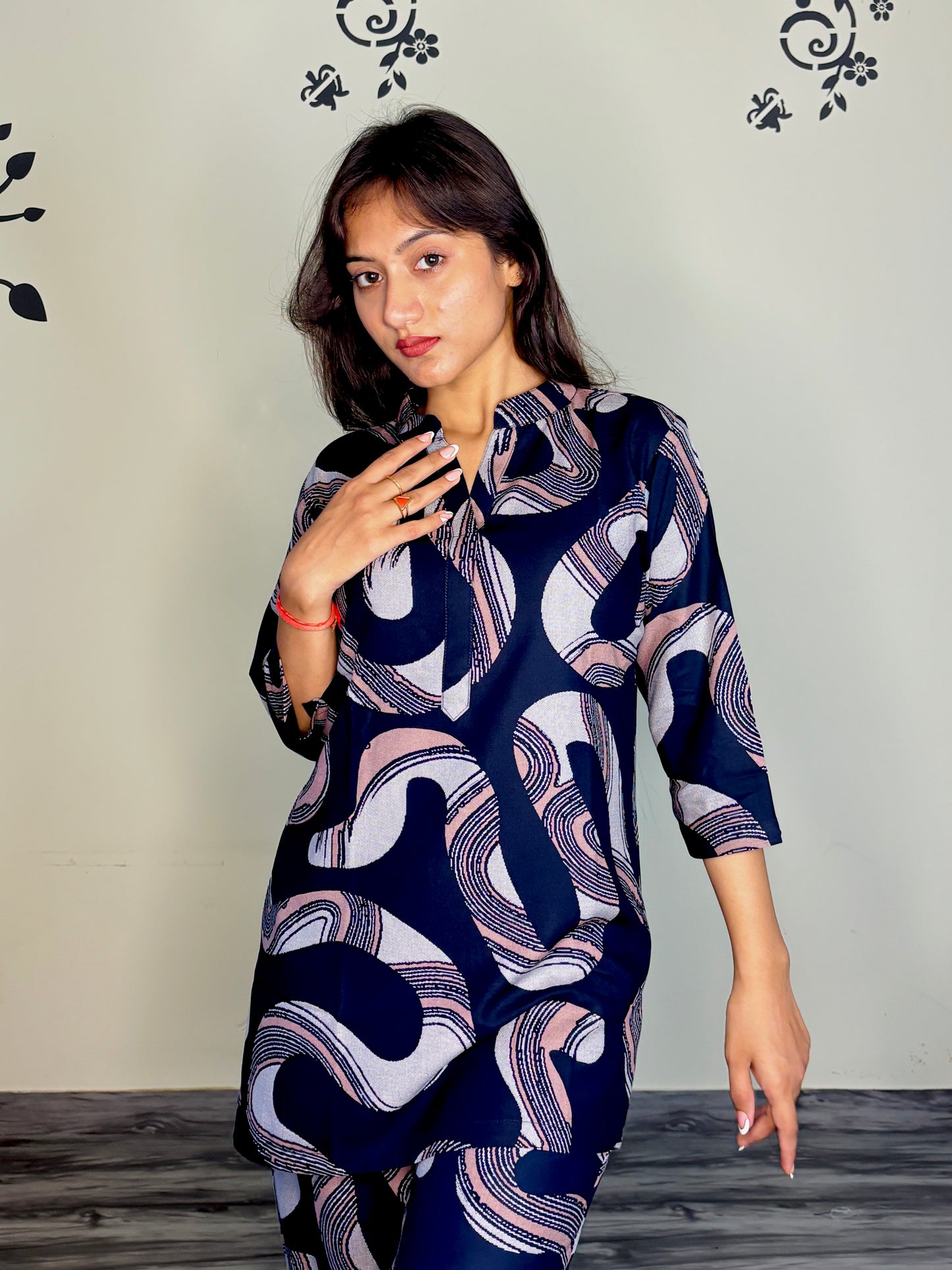 DEEP NAVY PLUM RAYON CO-ORD SET