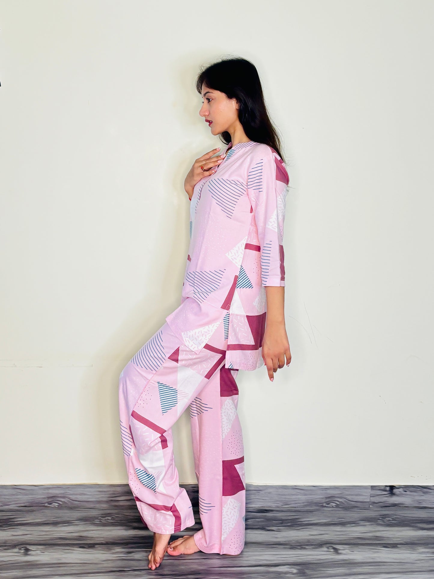 DUSTY PINK PRISM RAYON CO-ORD SET