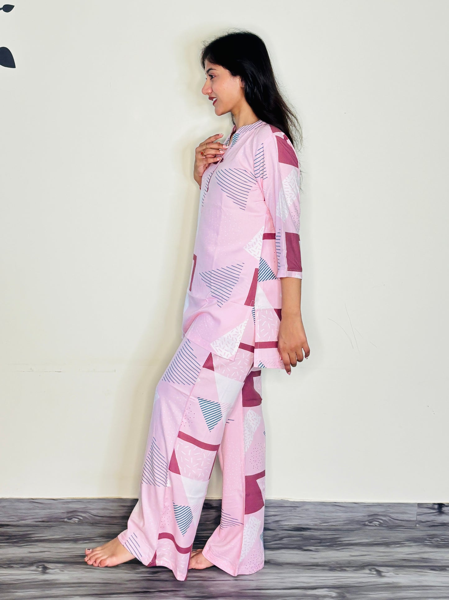 DUSTY PINK PRISM RAYON CO-ORD SET