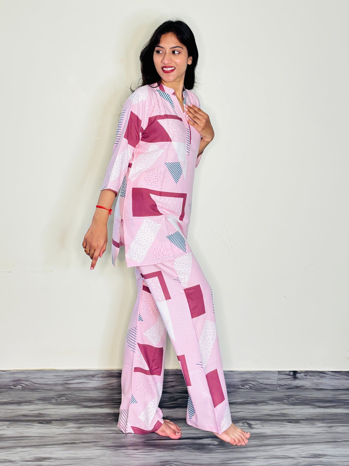 DUSTY PINK PRISM RAYON CO-ORD SET