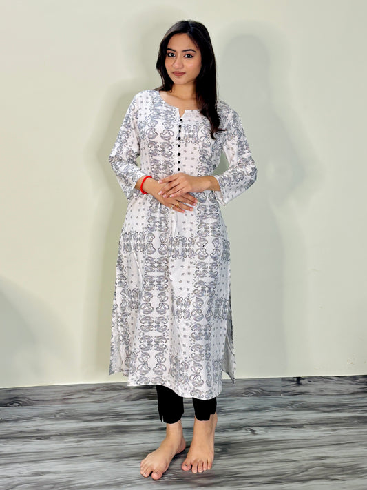 MINIMALIST CALM WHITE KURTI (Only kurti)