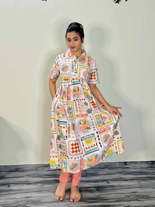BOHO PLETTE COTTON KURTI (Only kurti)