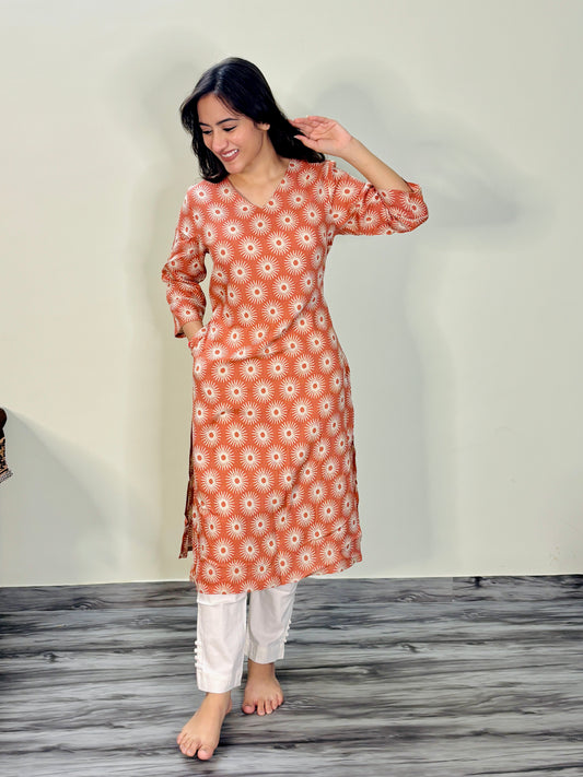 TERRACOTTA TWINKLE KURTI (Only kurti)