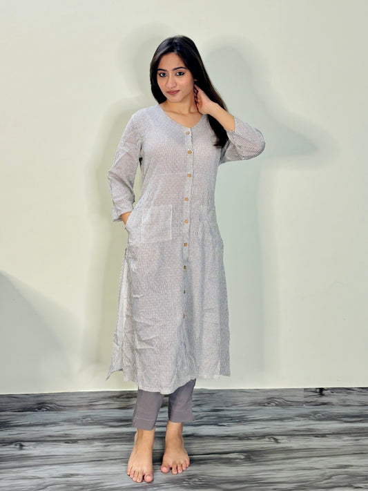 GREY GRACE RAYON KURTI (Only kurti)
