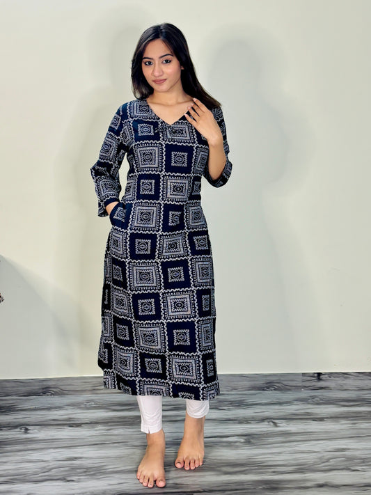 CELESTIAL COURTYARD RAYON KURTI (Only kurti)