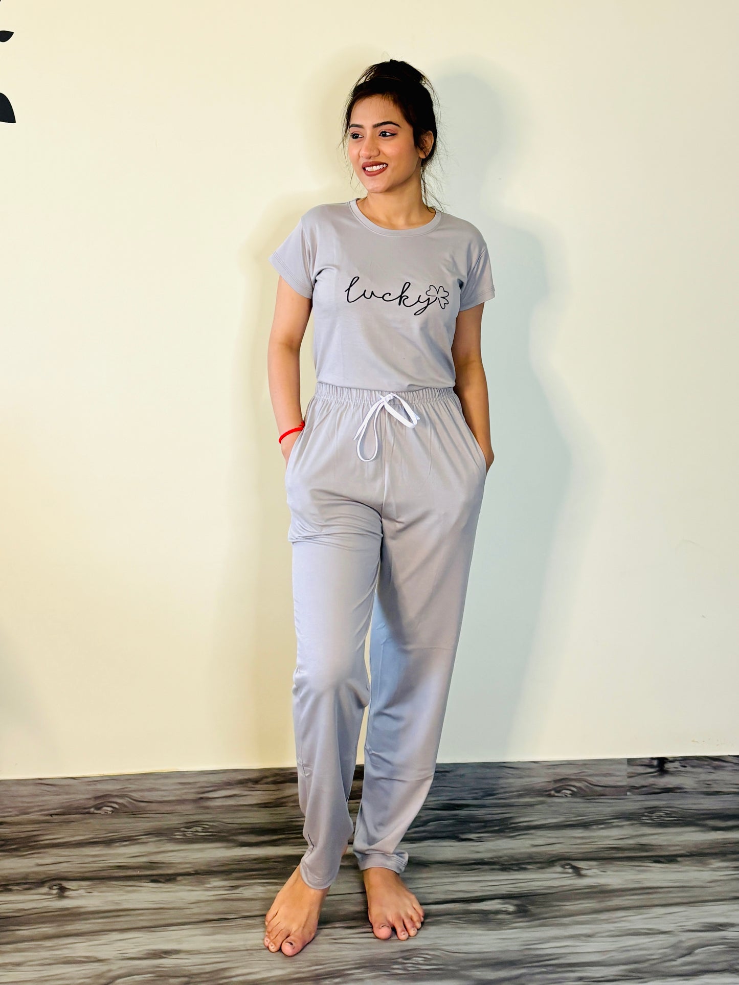 LUCKY LIGHT GREY TENSIL CO-ORD SET