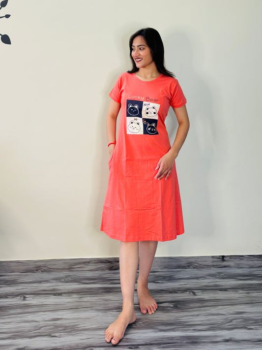 LUCKY BEAR PEACH SHORT NIGHTY