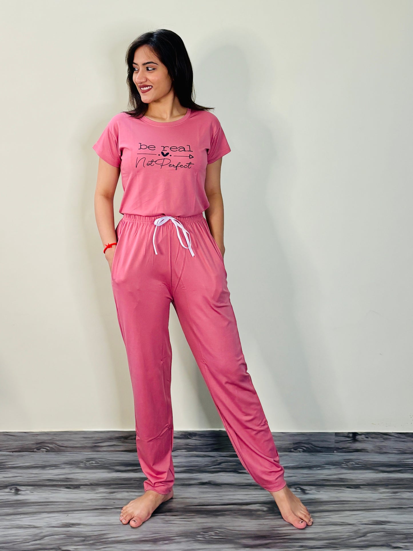 BE REAL FLAMINGO PINK TENSIL CO-ORD SET