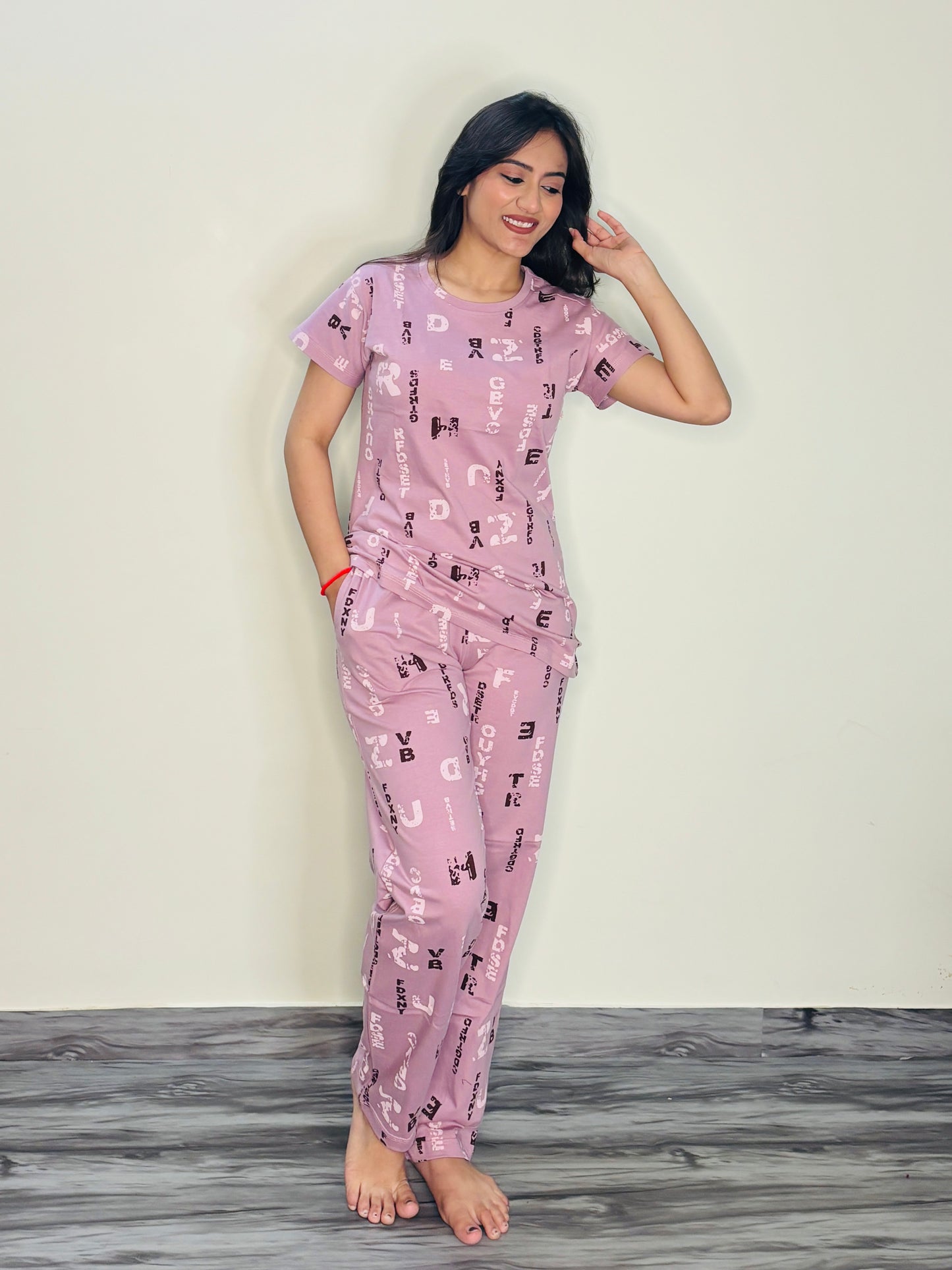 ALPHABET PANTONE PINK PRINTED CO-ORD SET