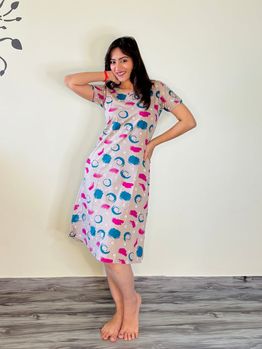 OYSTER PINK SWIRL SHORT NIGHTY