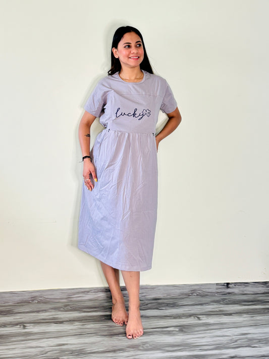 UNICORN GREY LUCKY MATERNITY GOWN