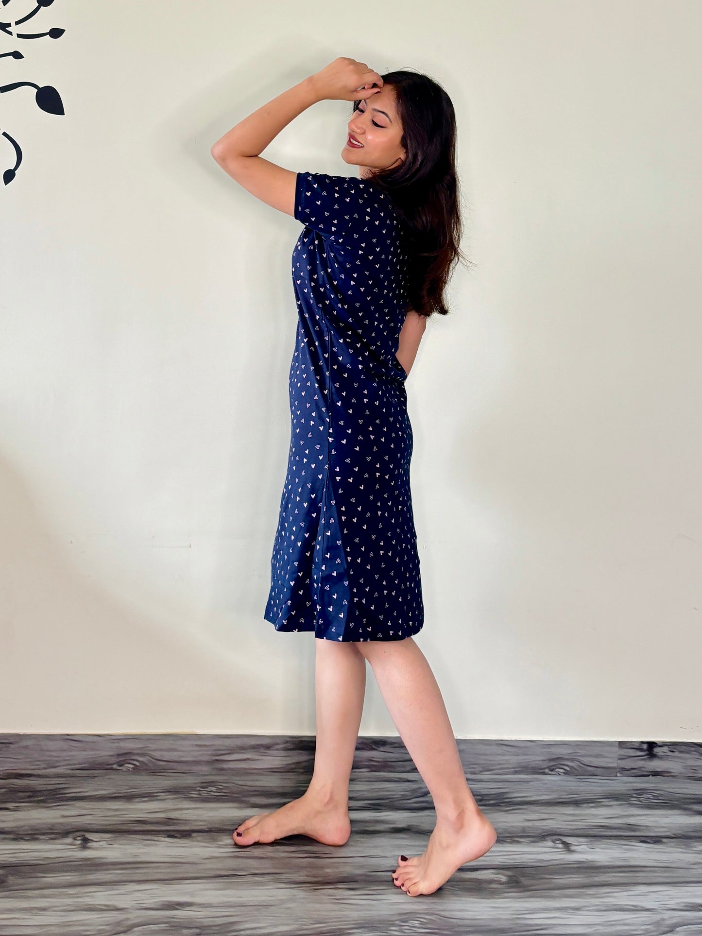 INDIGO BLUE TINY HEARTS SHORT NIGHTY