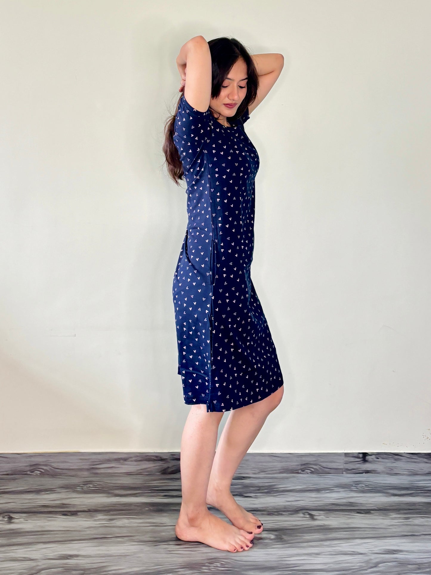 INDIGO BLUE TINY HEARTS SHORT NIGHTY