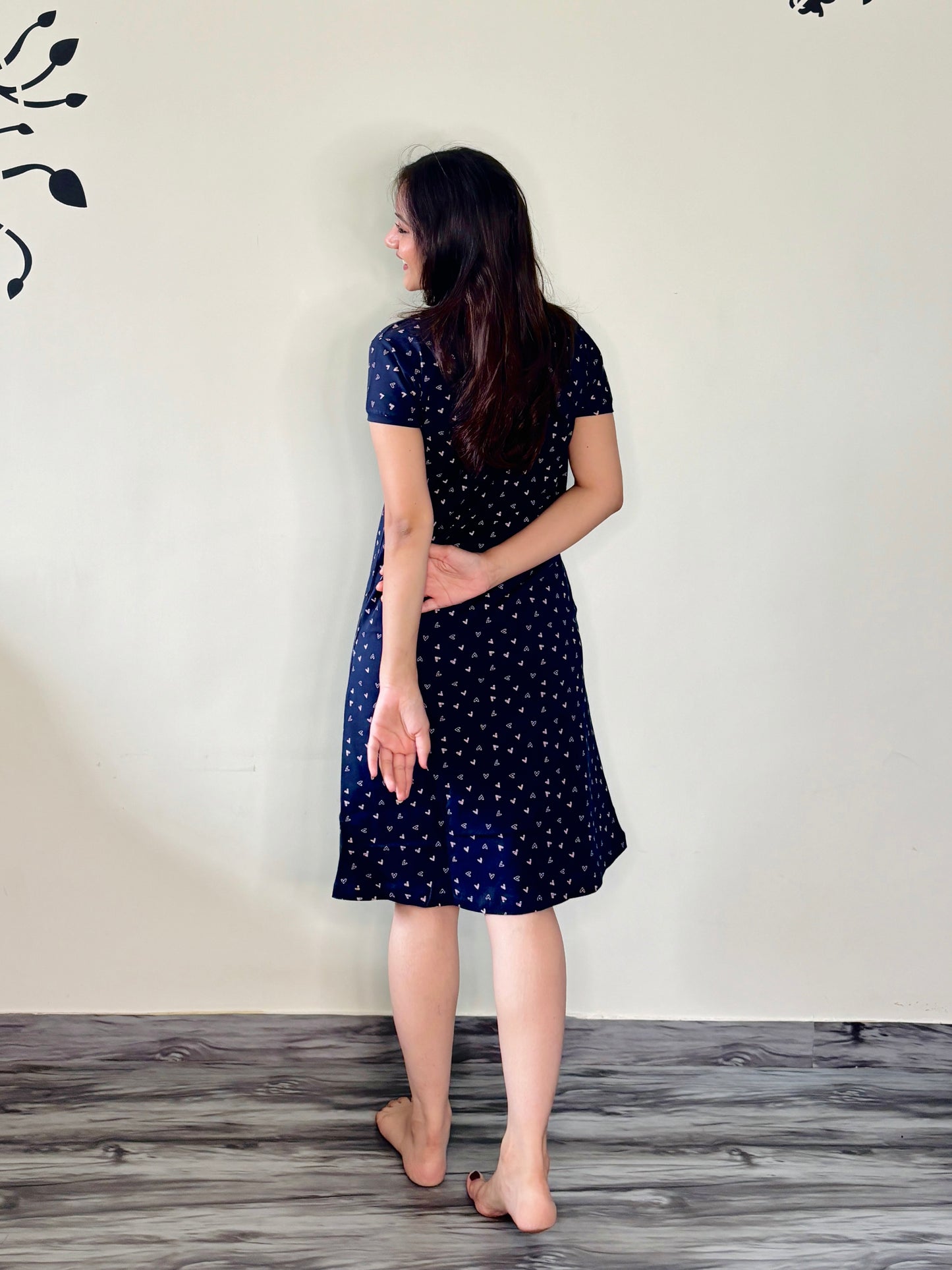 INDIGO BLUE TINY HEARTS SHORT NIGHTY