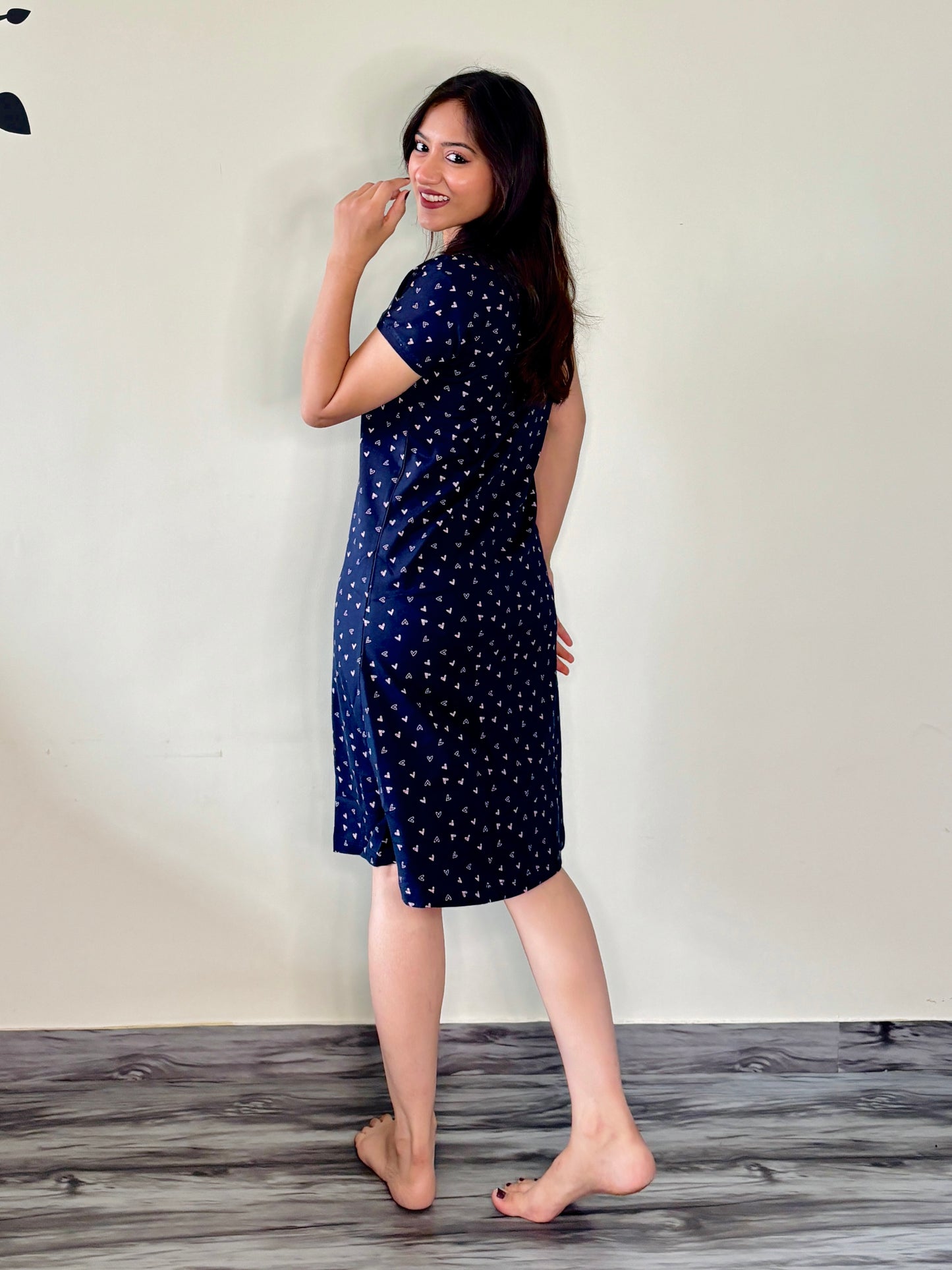 INDIGO BLUE TINY HEARTS SHORT NIGHTY