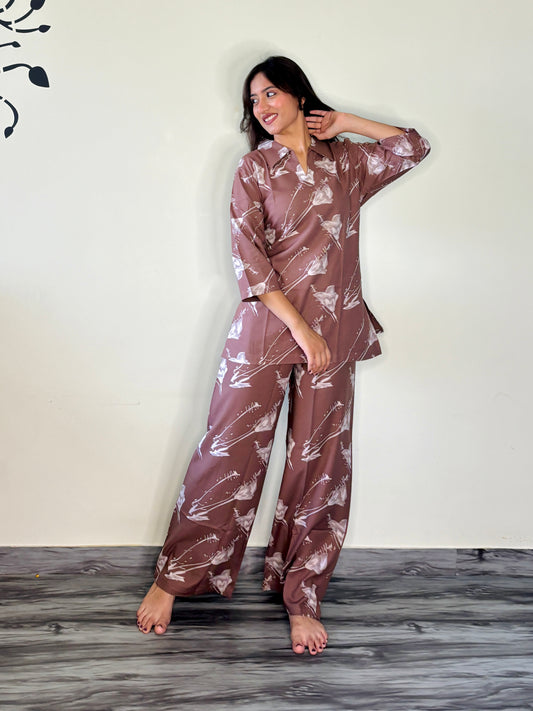 MOCHA MEADOW DRIFT RAYON CO-ORD SET