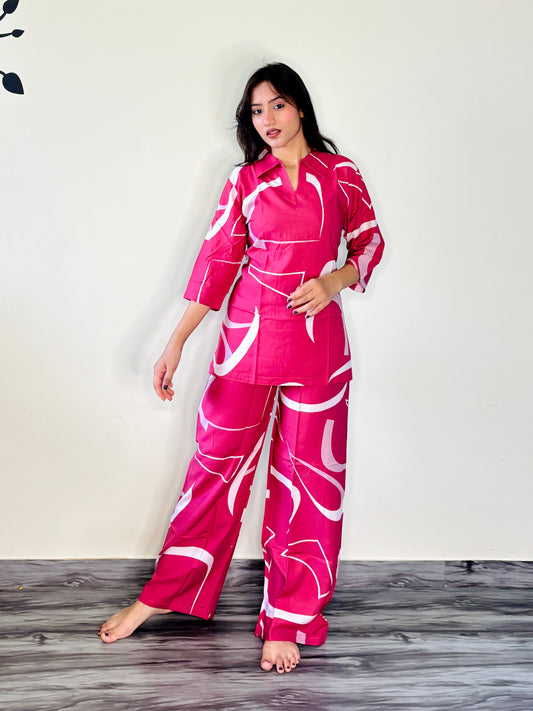 HOT PINK FUCHSIA POP RAYON CO-ORD SET
