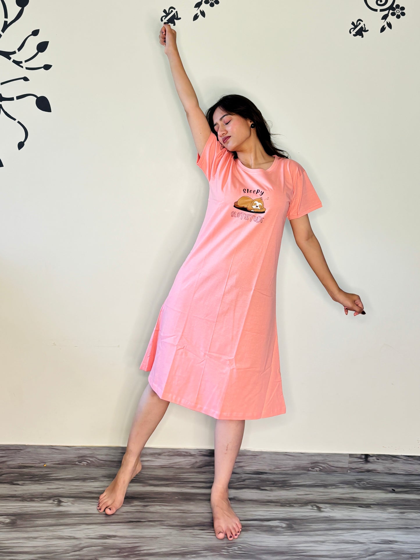 CANDLELIGHT PEACH SLEEPY SHORT NIGHTY