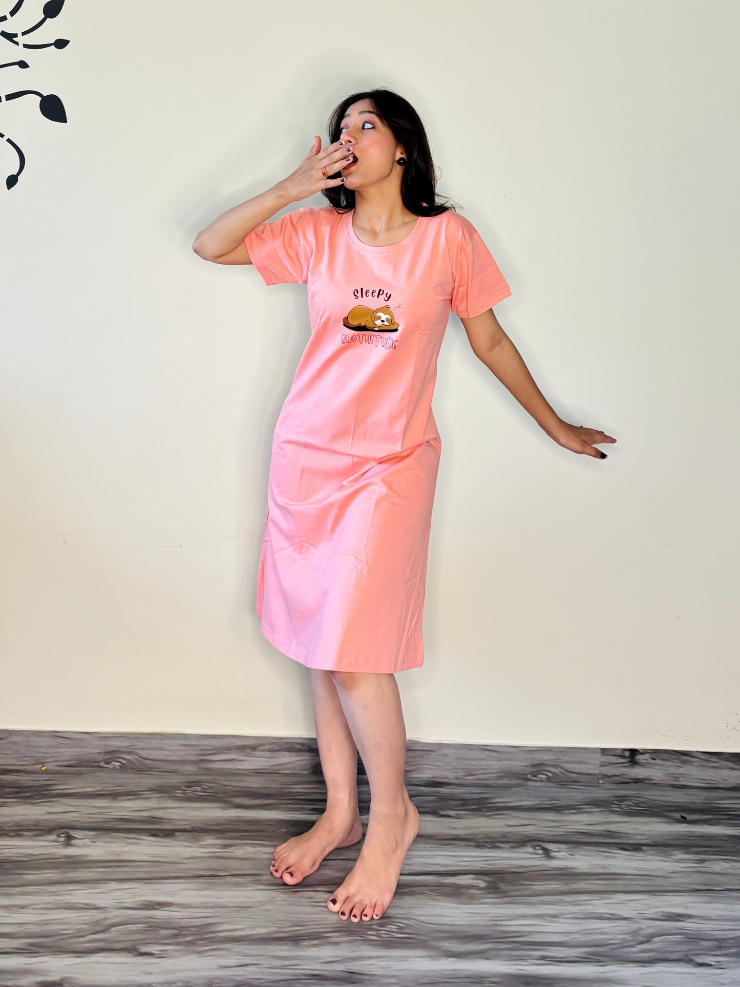 CANDLELIGHT PEACH SLEEPY SHORT NIGHTY