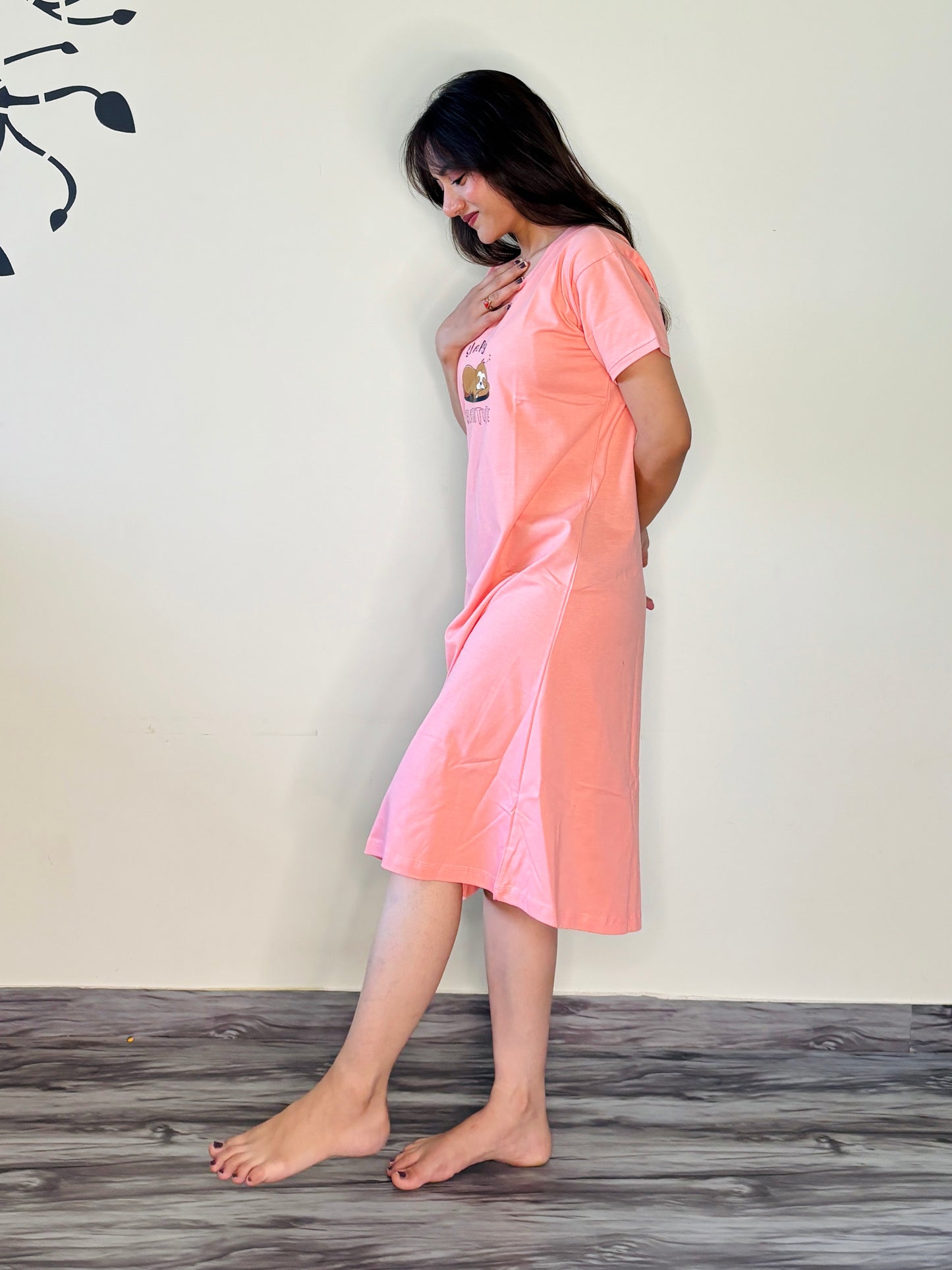 CANDLELIGHT PEACH SLEEPY SHORT NIGHTY