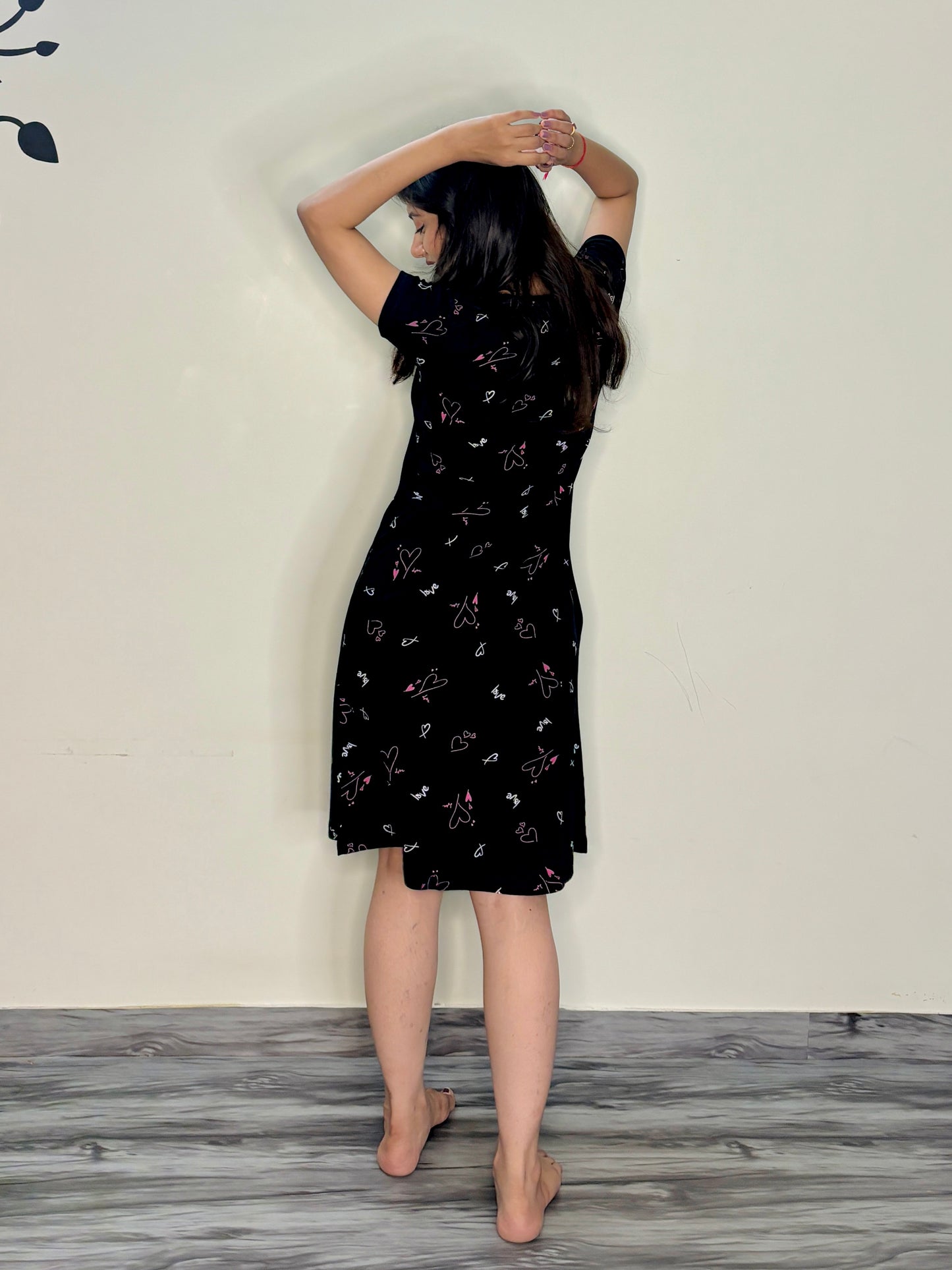 MATTE BLACK LOVE HEART SHORT NIGHTY