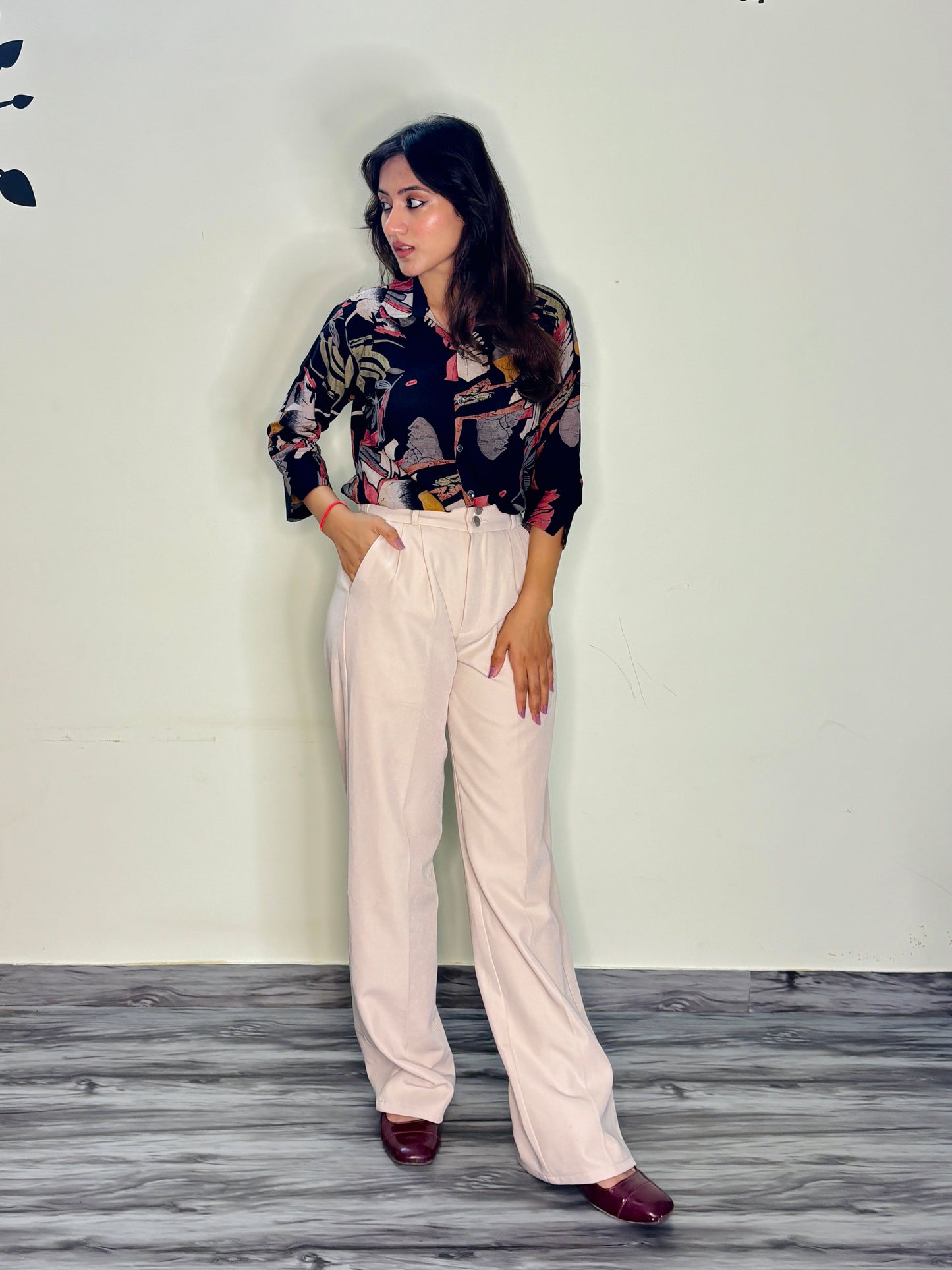 MIDNIGHT TROPICAL LEAF RAYON SHIRT (Only Shirt)