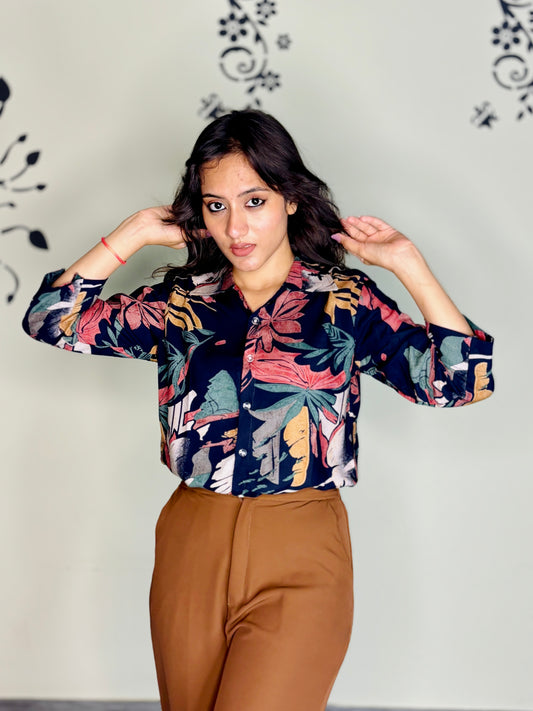 NIGHTFALL FOLIAGE RAYON SHIRT (Only Shirt)