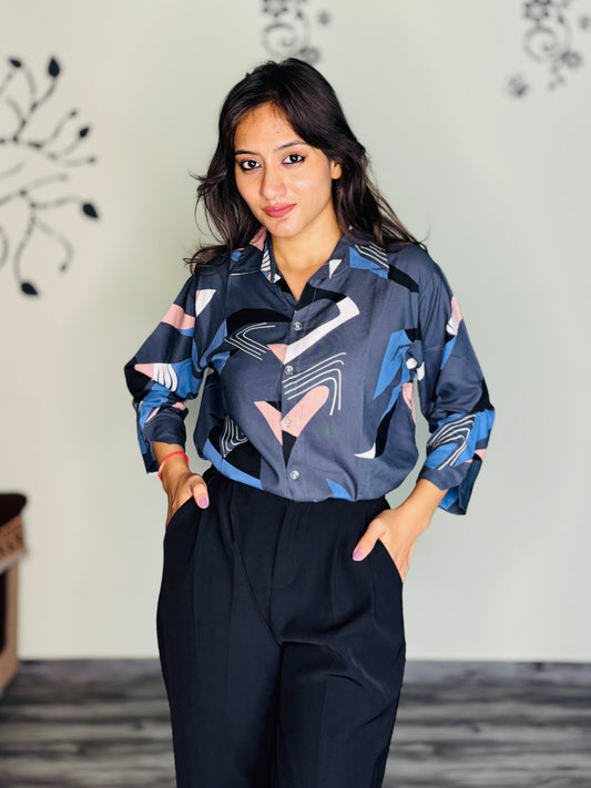 SKYLINE CURVED MOSAIC RAYON SHIRT (Only Shirt)