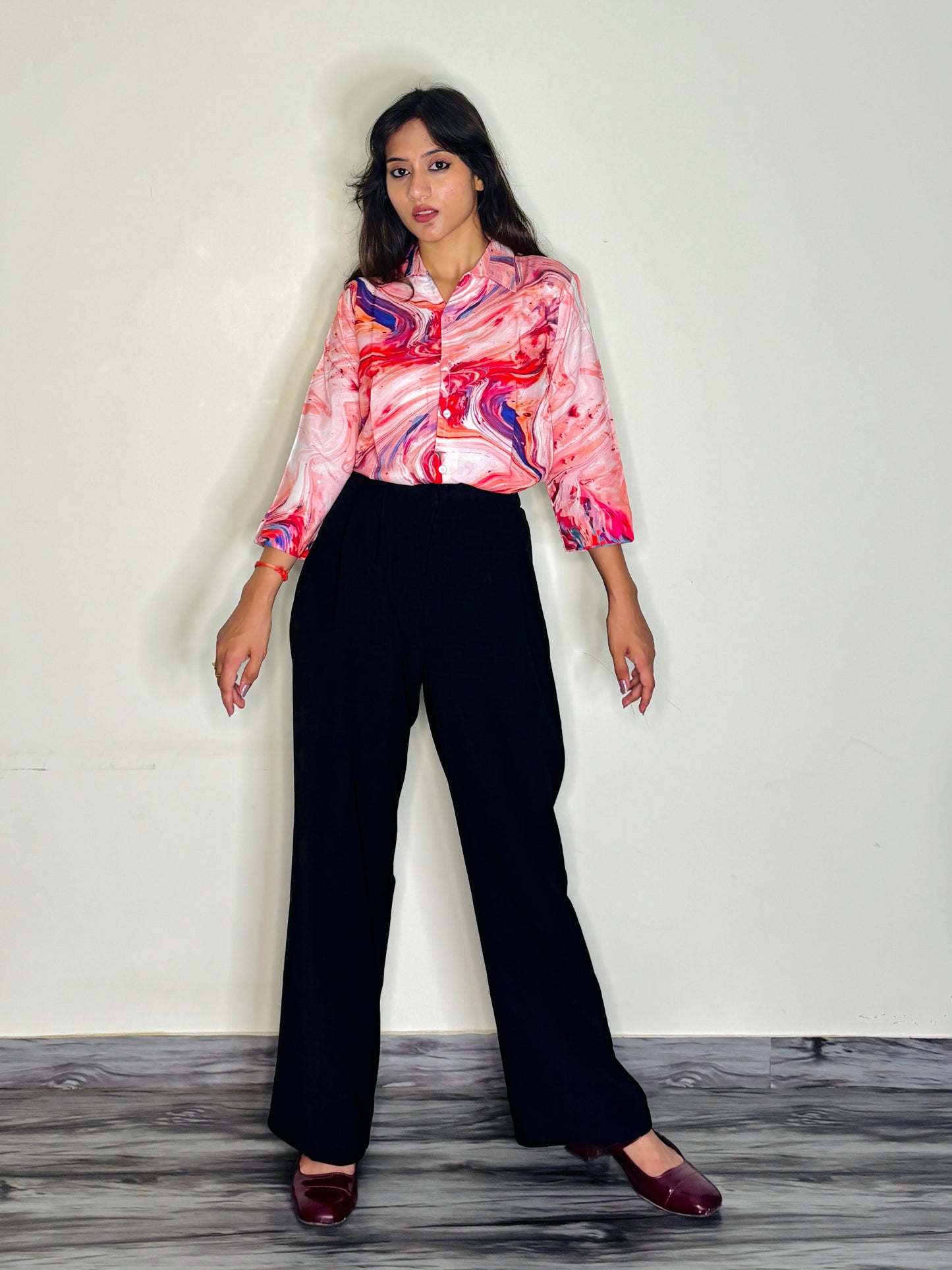 CRIMSON SPLASH FLUD RAYON SHIRT (Only Shirt)