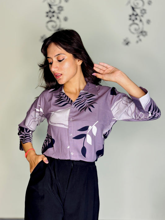 DUSTY LAVENDER BLOOM RAYON SHIRT (Only Shirt)