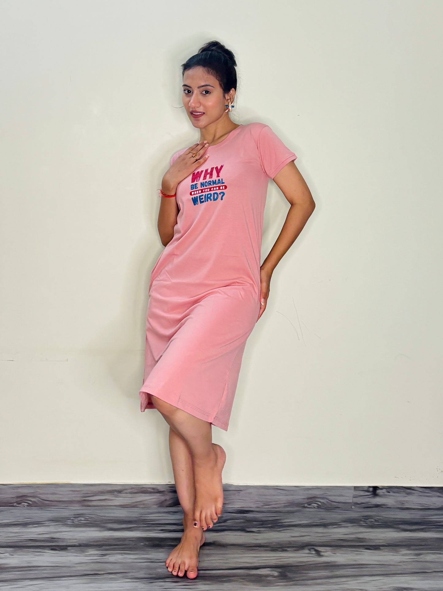 CANDY PINK WEIRDLY CUTE SHORT NIGHTY