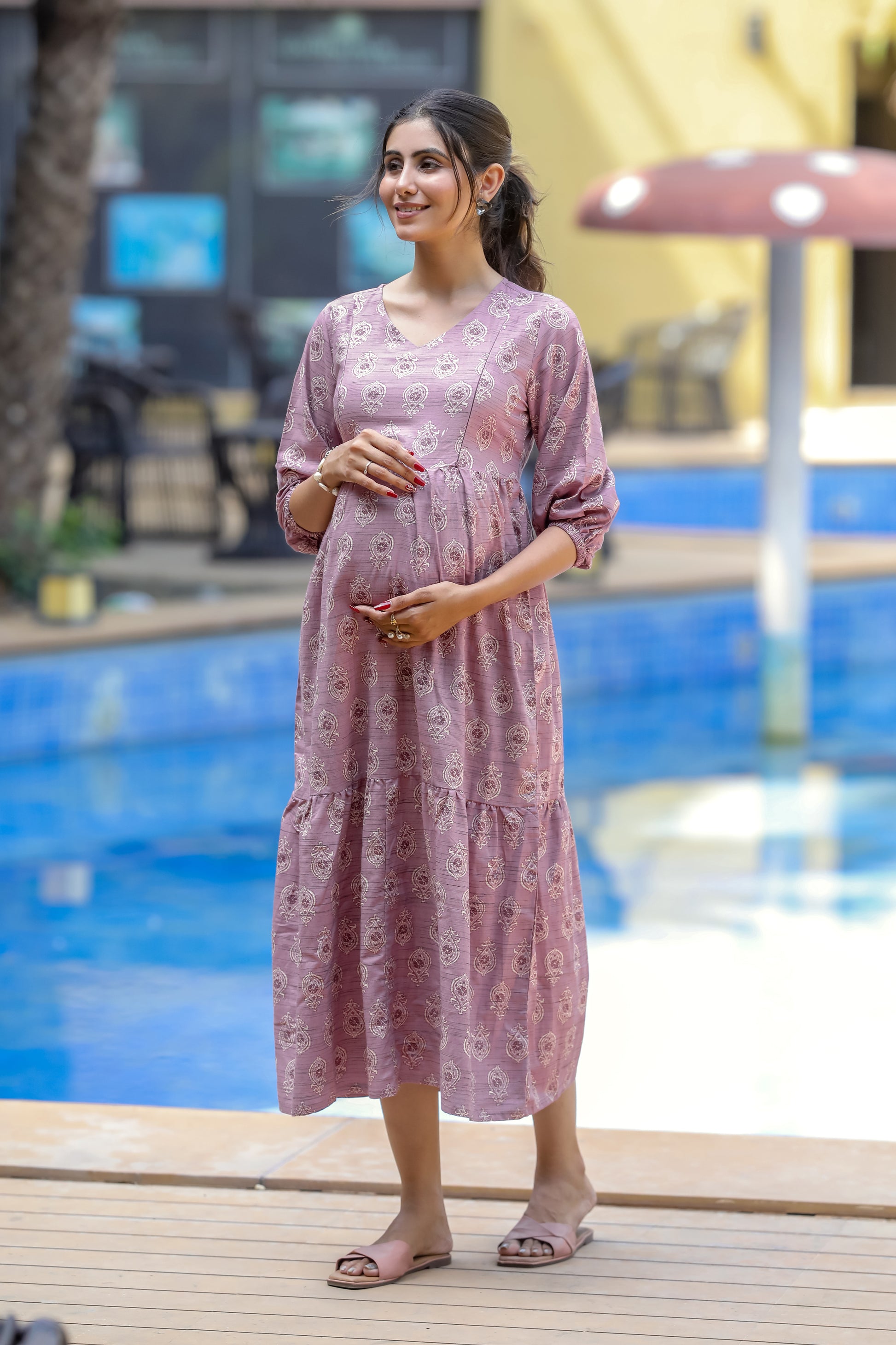 PASTEL LAVENDER BUTTA MATERNITY DRESS – Sweet Moon PASTEL LAVENDER BUTTA MATERNITY DRESS – Sweet Moon